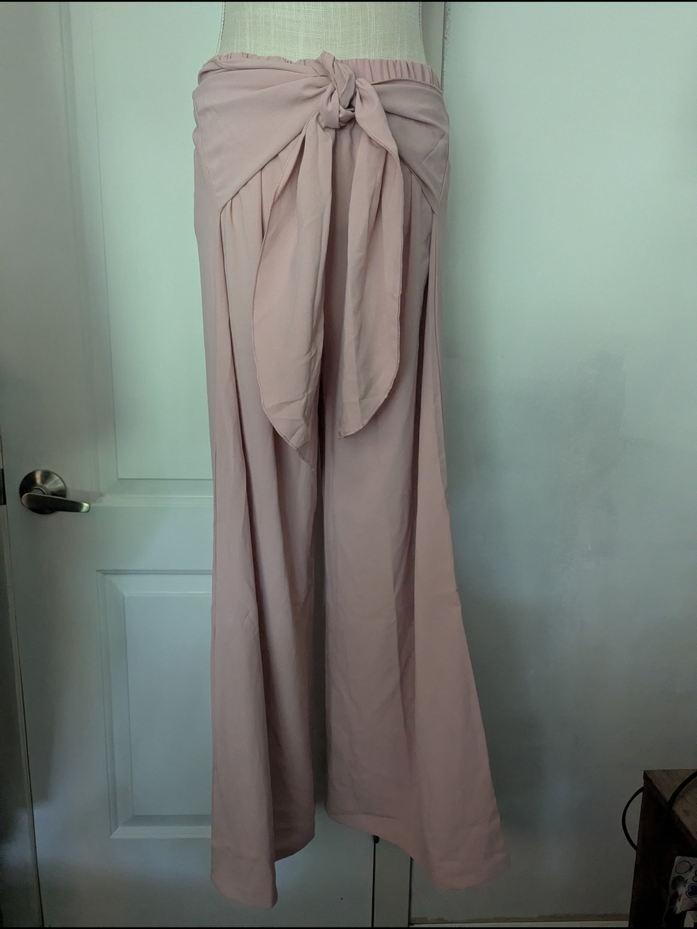 Dusty Pink Wide Leg Tie-Front Pants